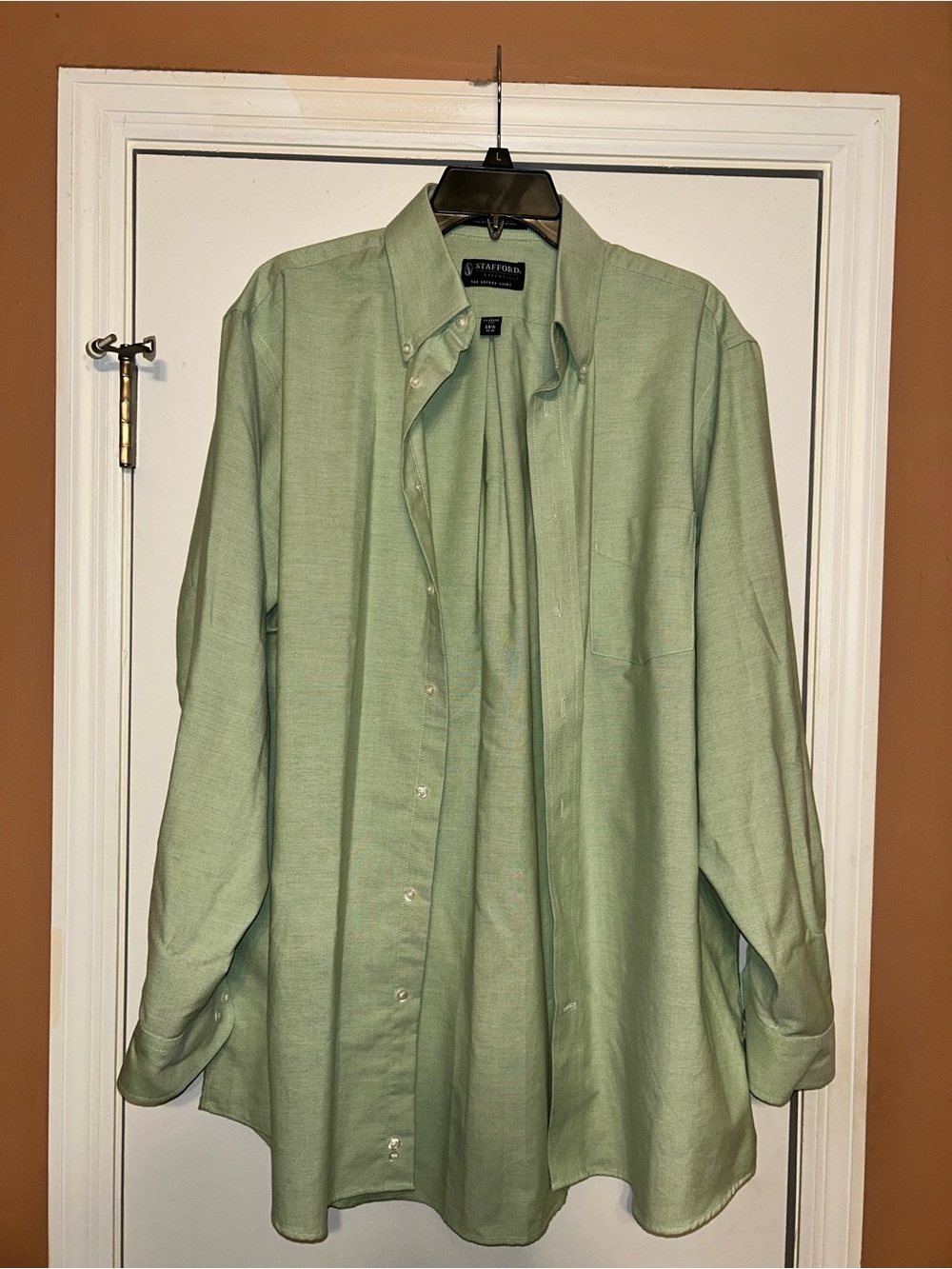 Stafford Essentials Oxford Shirt Men’s 16.5 34/35 Green Button Down Classic Fit